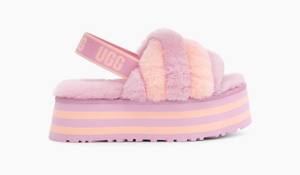 Ugg Slide Womens - Ugg Disco Stripe Pink Stripes - 164DLTMSB